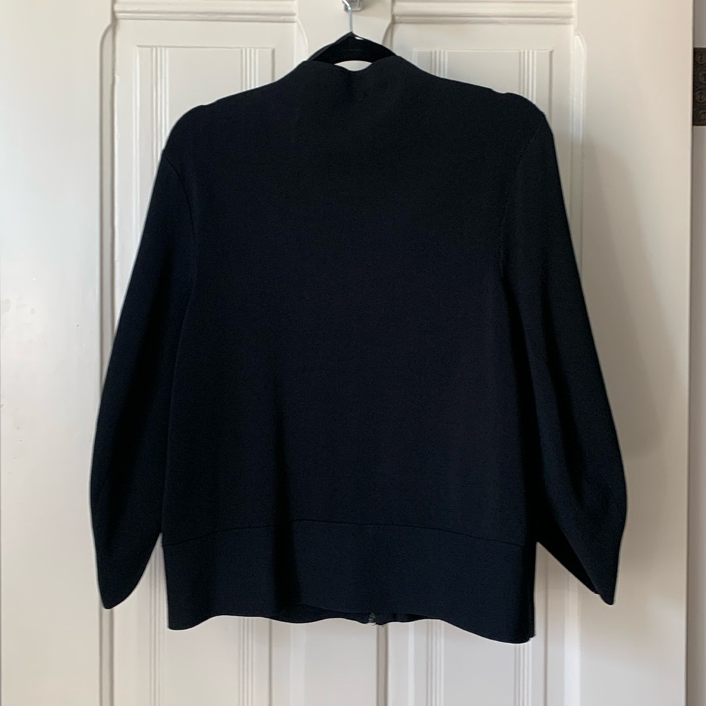 COS Black Zip up Cardigan w 3/4 length knife edge sleeve Sz L